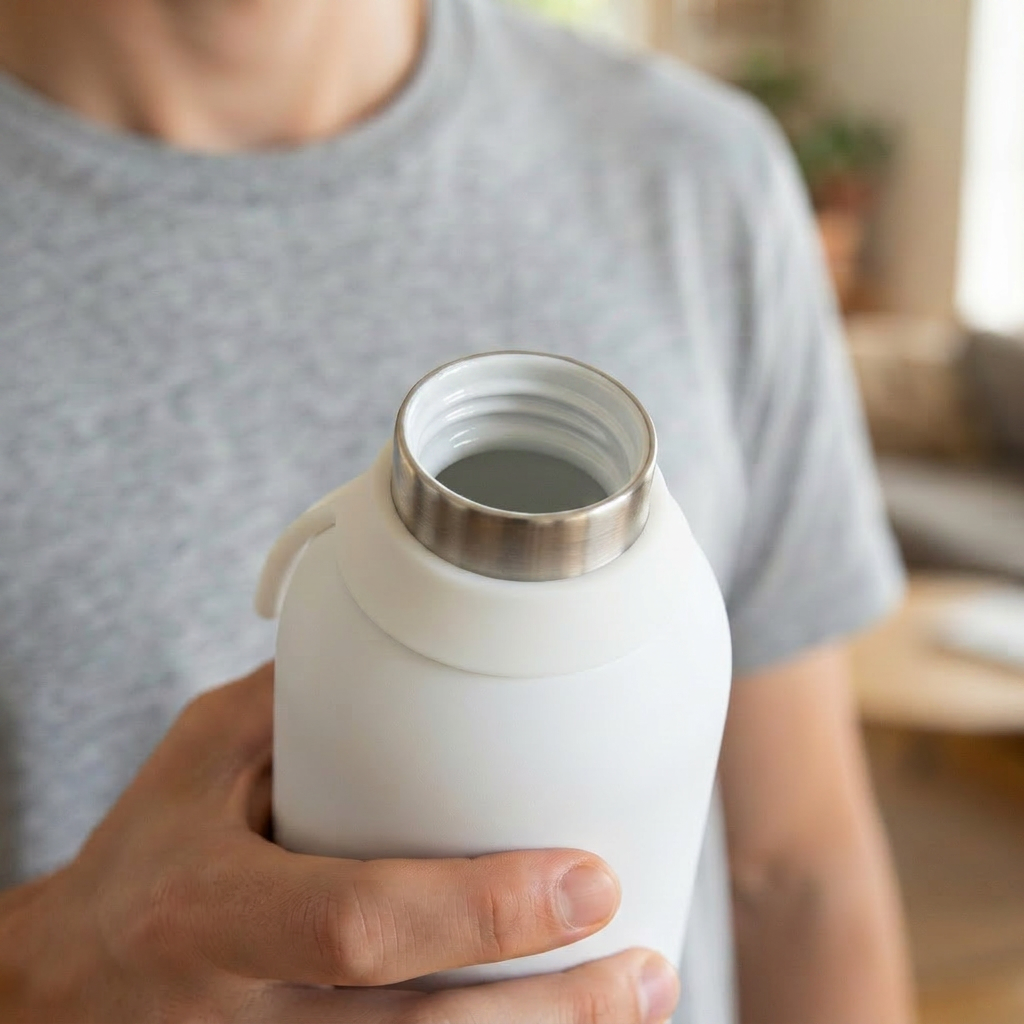Botella Térmica de Acero Inoxidable con Interior Cerámico y Doble Tapón – Lisa | Aurea