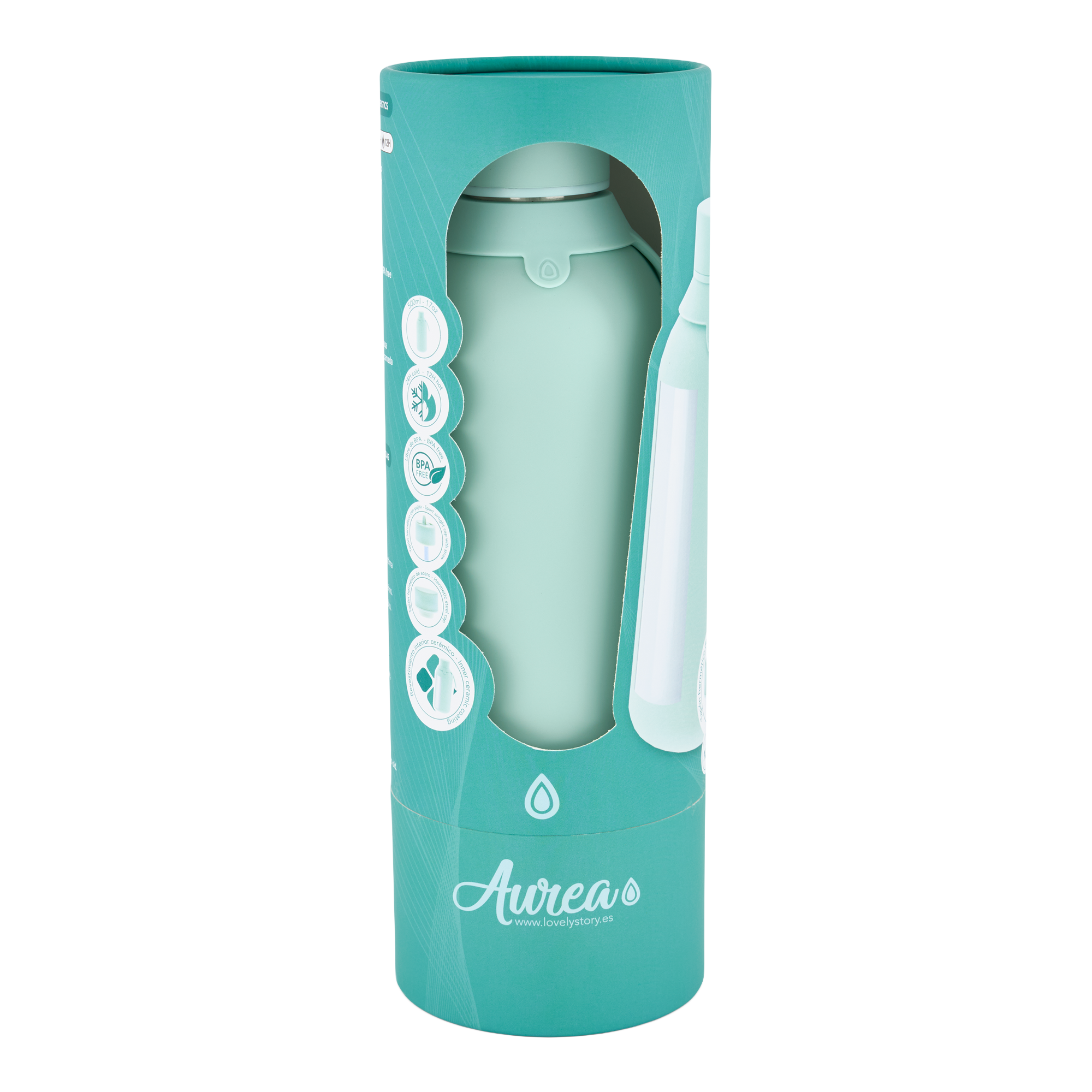 Botella Térmica de Acero Inoxidable con Interior Cerámico y Doble Tapón – Happy Dots | Aurea