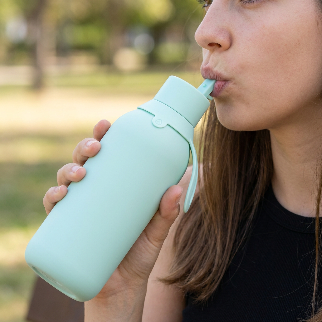 Botella Térmica de Acero Inoxidable con Interior Cerámico y Doble Tapón – Lisa | Aurea