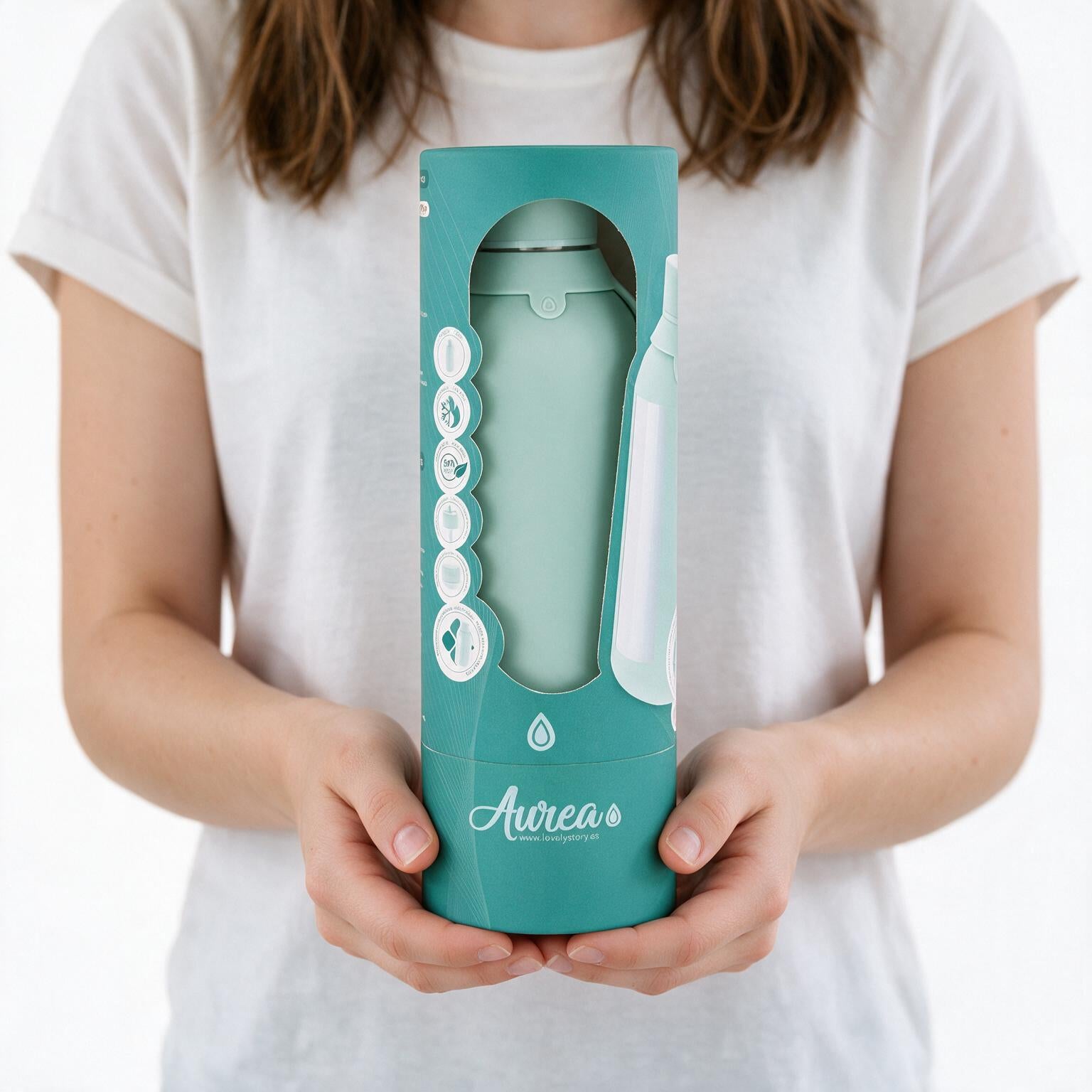Botella Térmica de Acero Inoxidable con Interior Cerámico y Doble Tapón – Lisa | Aurea