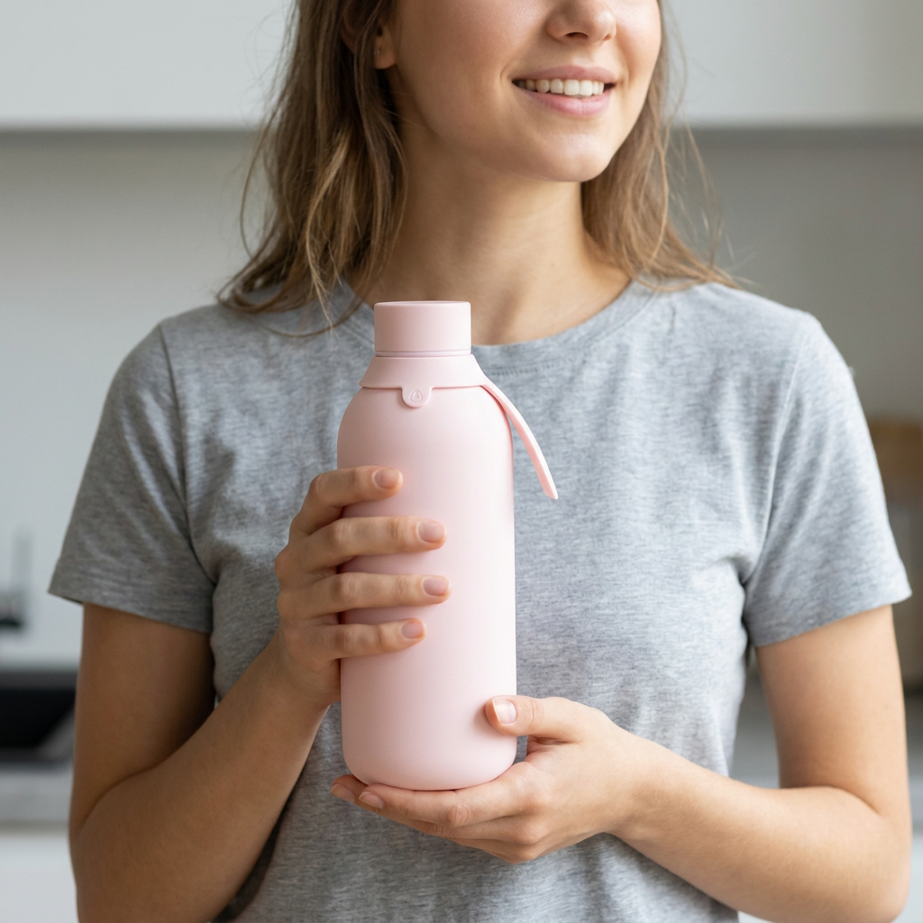 Botella Térmica de Acero Inoxidable con Interior Cerámico y Doble Tapón – Lisa | Aurea