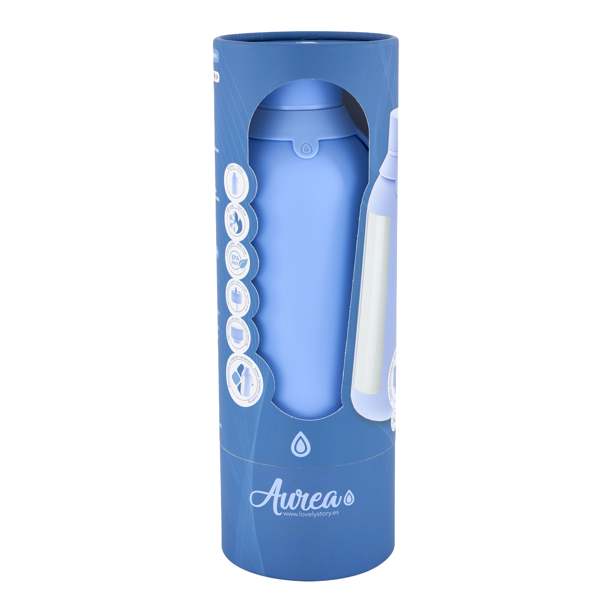 Botella Térmica de Acero Inoxidable con Interior Cerámico y Doble Tapón – Floral Essence | Aurea