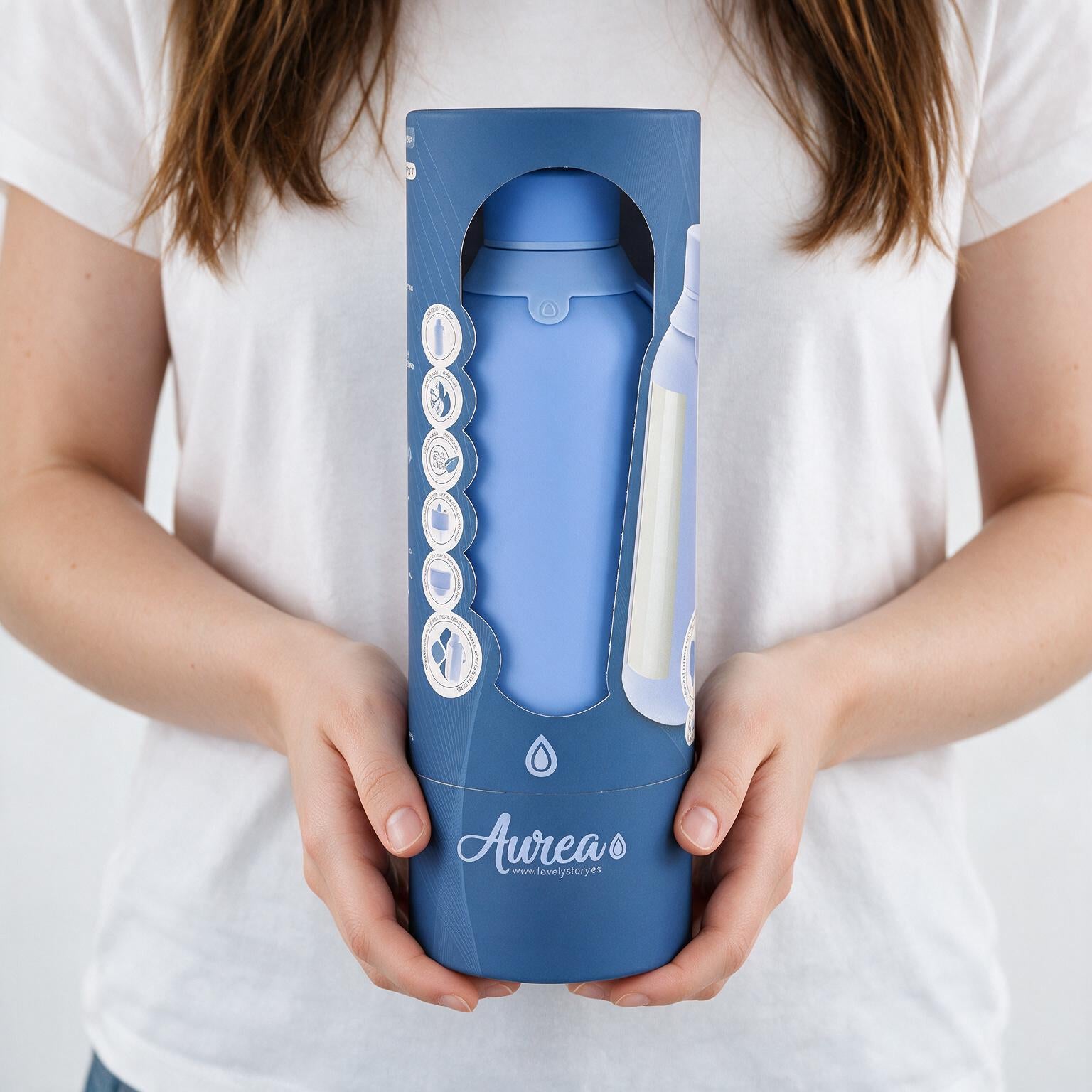 Botella Térmica de Acero Inoxidable con Interior Cerámico y Doble Tapón – Lisa | Aurea