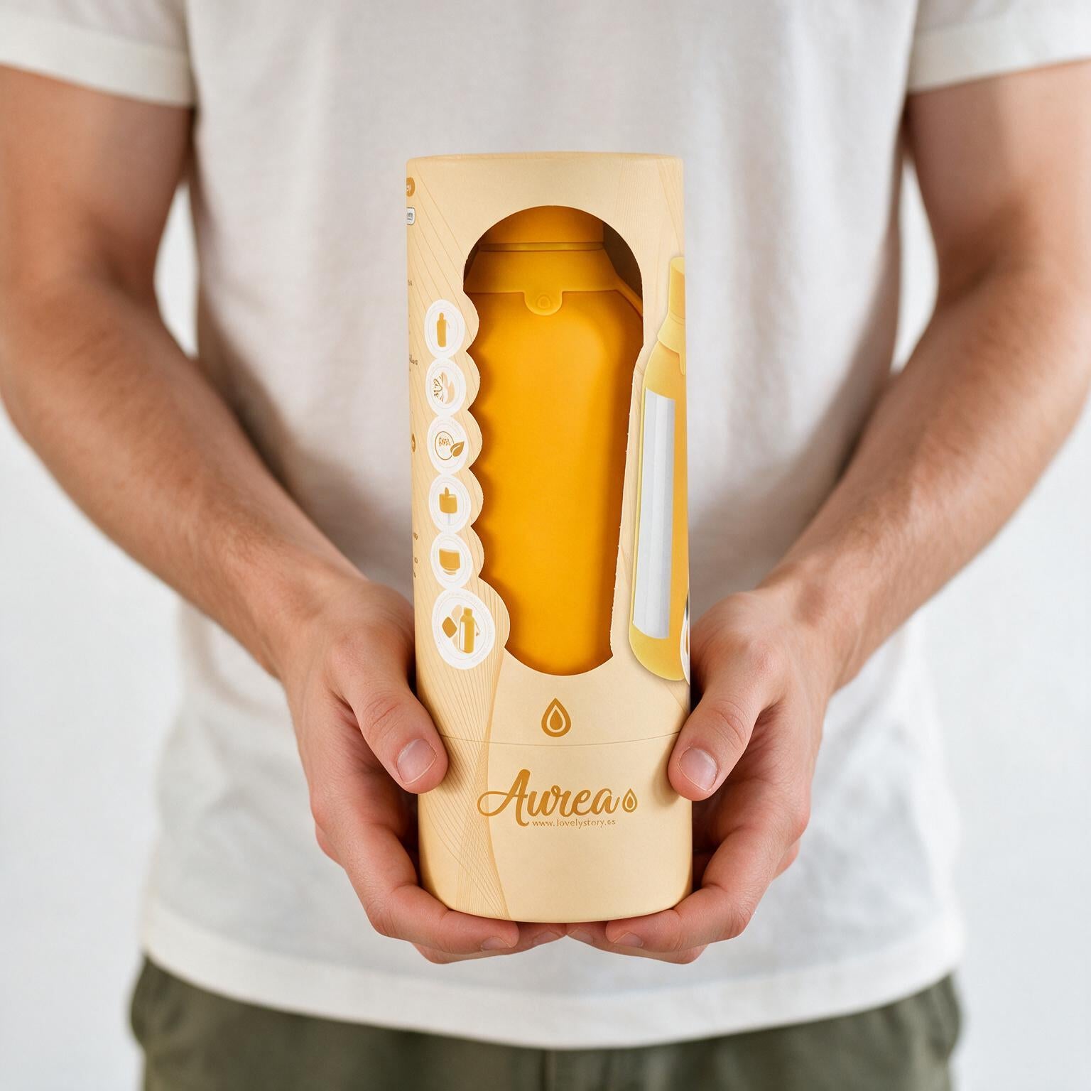 Botella Térmica de Acero Inoxidable con Interior Cerámico y Doble Tapón – Lisa | Aurea
