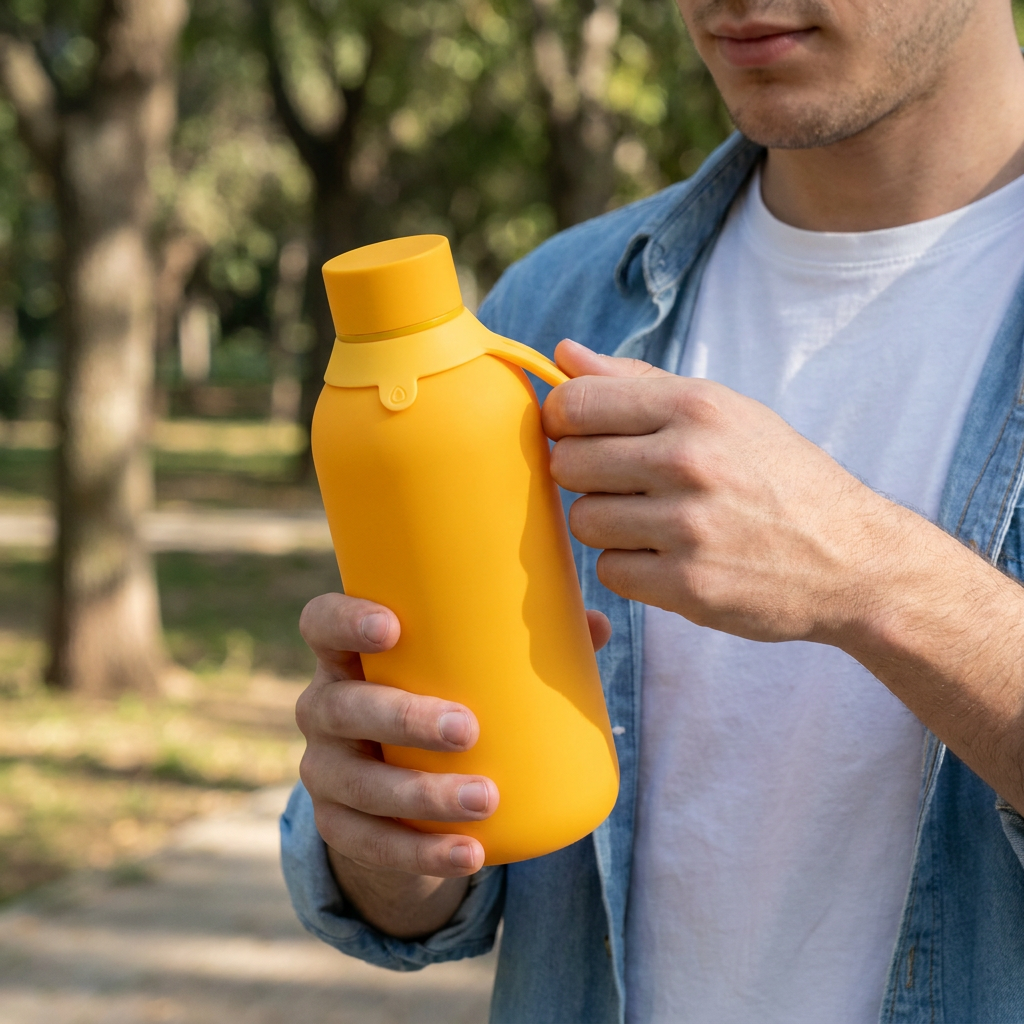 Botella Térmica de Acero Inoxidable con Interior Cerámico y Doble Tapón – Lisa | Aurea