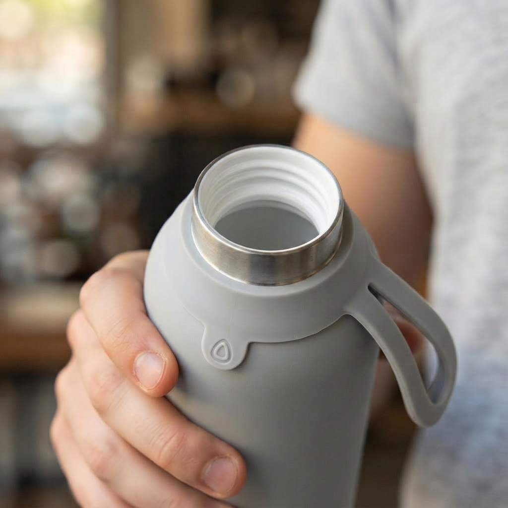 Botella Térmica de Acero Inoxidable con Interior Cerámico y Doble Tapón – Lisa | Aurea