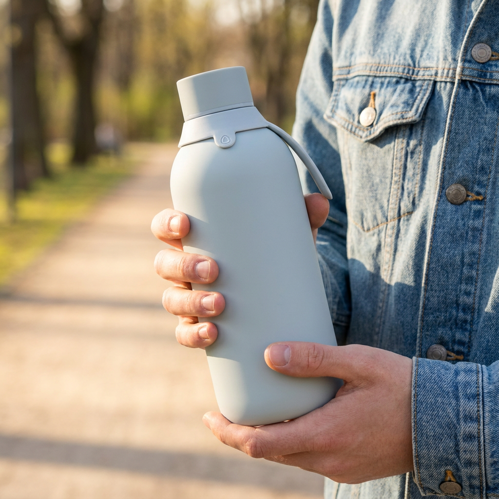 Botella Térmica de Acero Inoxidable con Interior Cerámico y Doble Tapón – Lisa | Aurea