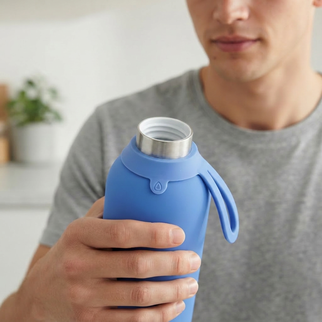 Botella Térmica de Acero Inoxidable con Interior Cerámico y Doble Tapón – Lisa | Aurea