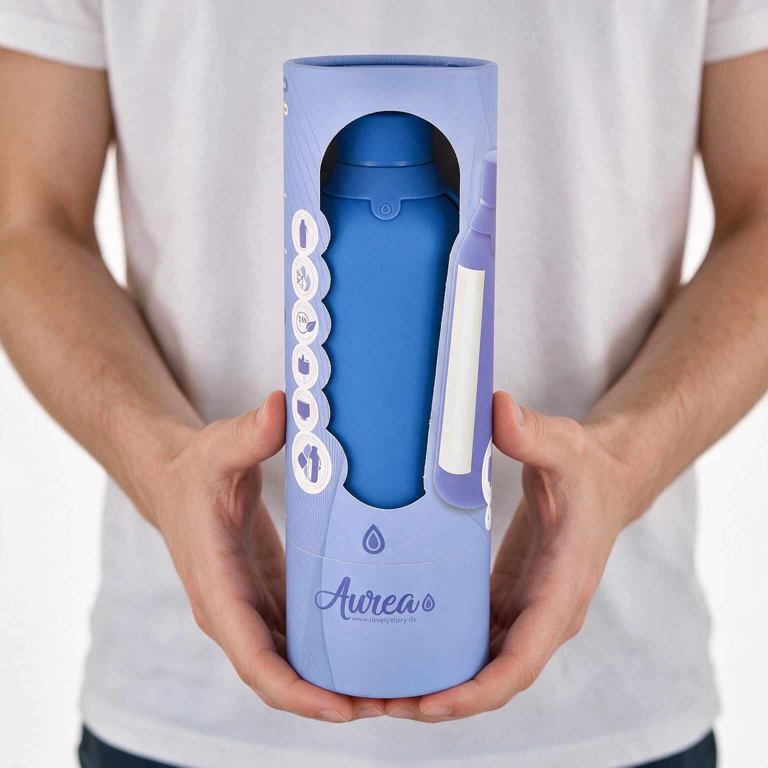 Botella Térmica de Acero Inoxidable con Interior Cerámico y Doble Tapón – Lisa | Aurea