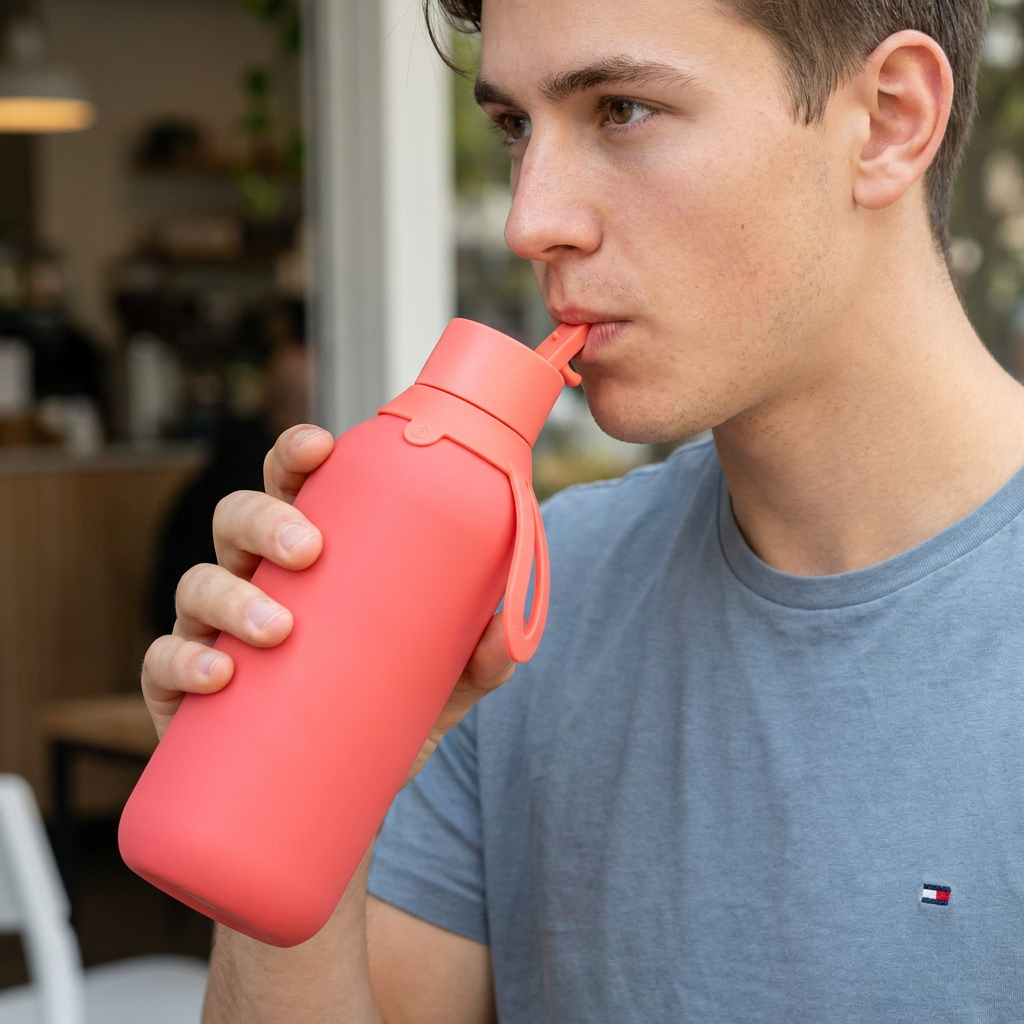 Botella Térmica de Acero Inoxidable con Interior Cerámico y Doble Tapón – Lisa | Aurea
