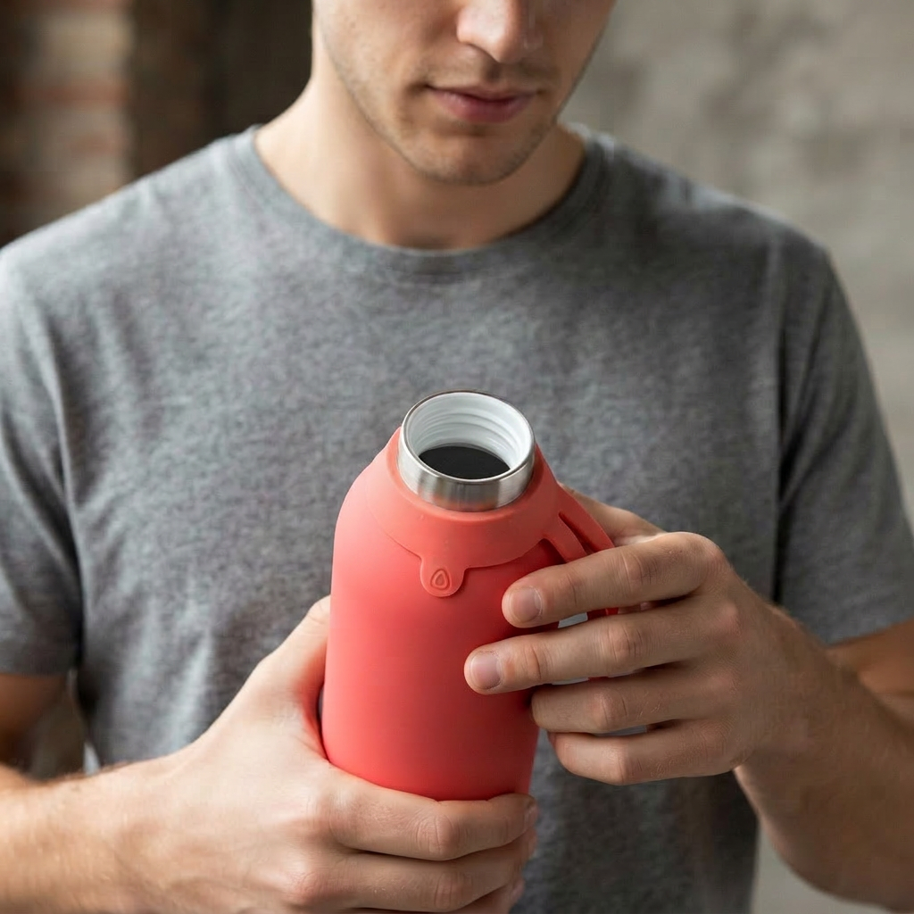 Botella Térmica de Acero Inoxidable con Interior Cerámico y Doble Tapón – Lisa | Aurea