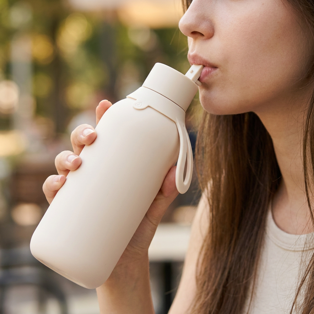 Botella Térmica de Acero Inoxidable con Interior Cerámico y Doble Tapón – Lisa | Aurea