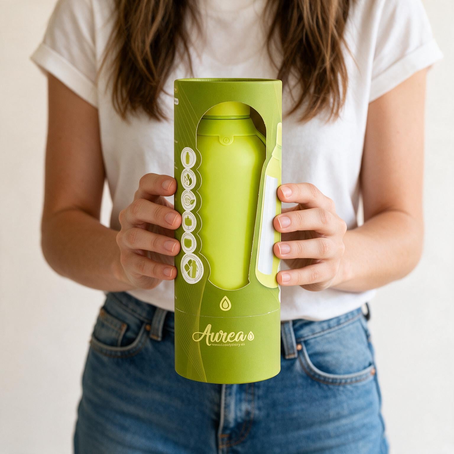 Botella Térmica de Acero Inoxidable con Interior Cerámico y Doble Tapón – Lisa | Aurea
