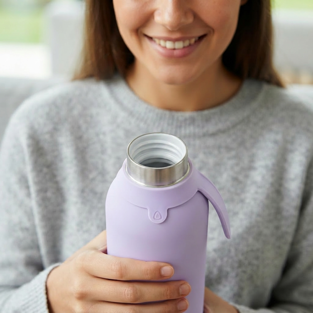 Botella Térmica de Acero Inoxidable con Interior Cerámico y Doble Tapón – Lisa | Aurea