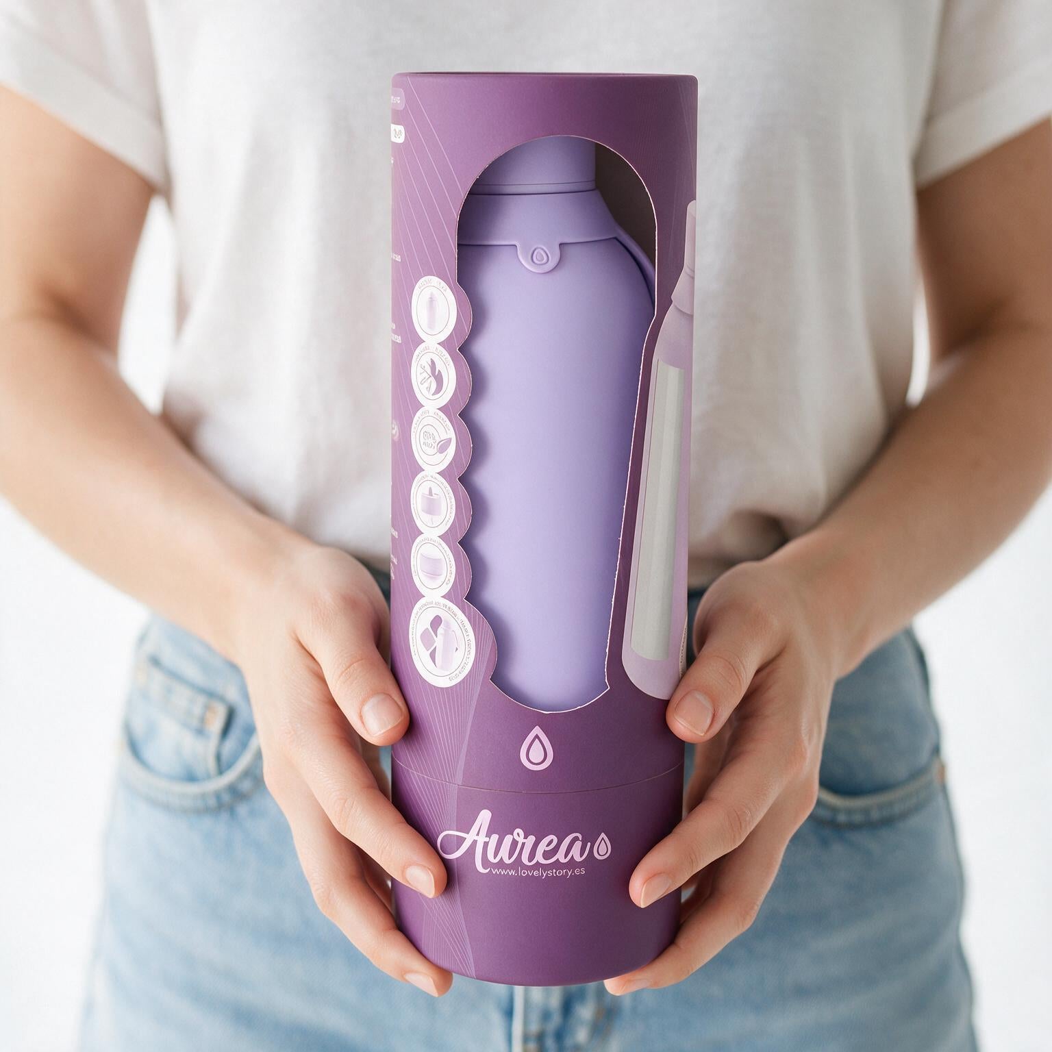 Botella Térmica de Acero Inoxidable con Interior Cerámico y Doble Tapón – Lisa | Aurea