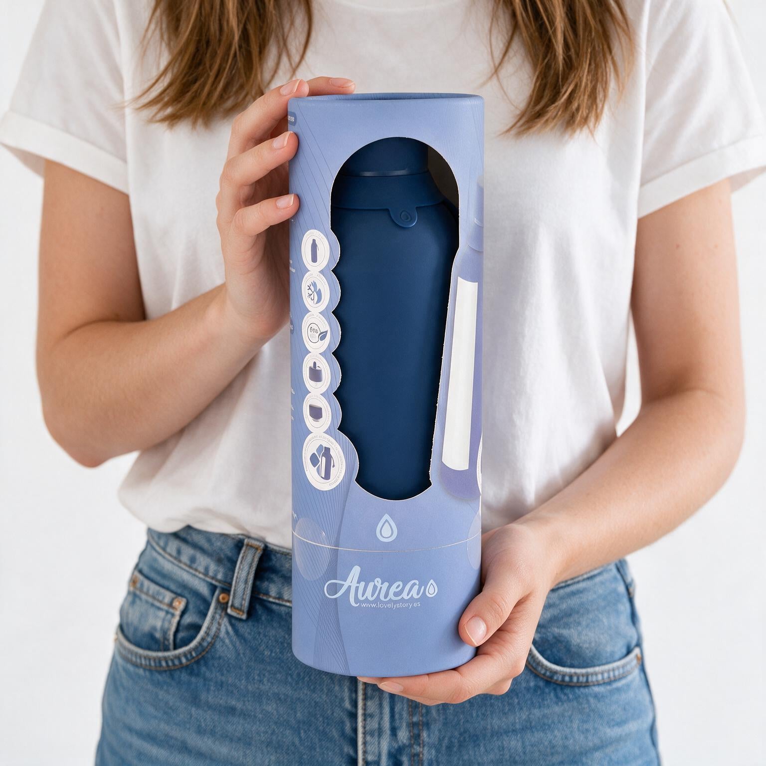 Botella Térmica de Acero Inoxidable con Interior Cerámico y Doble Tapón – Lisa | Aurea