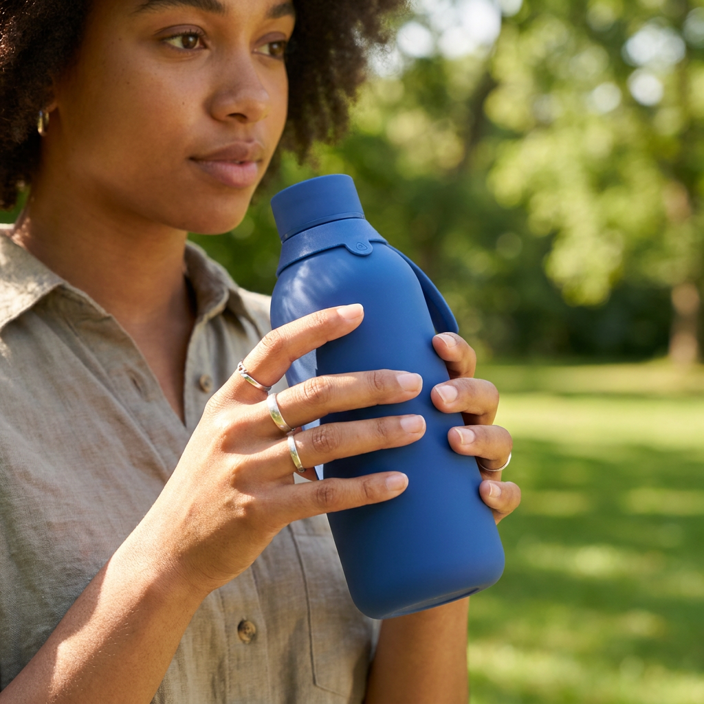 Botella Térmica de Acero Inoxidable con Interior Cerámico y Doble Tapón – Lisa | Aurea