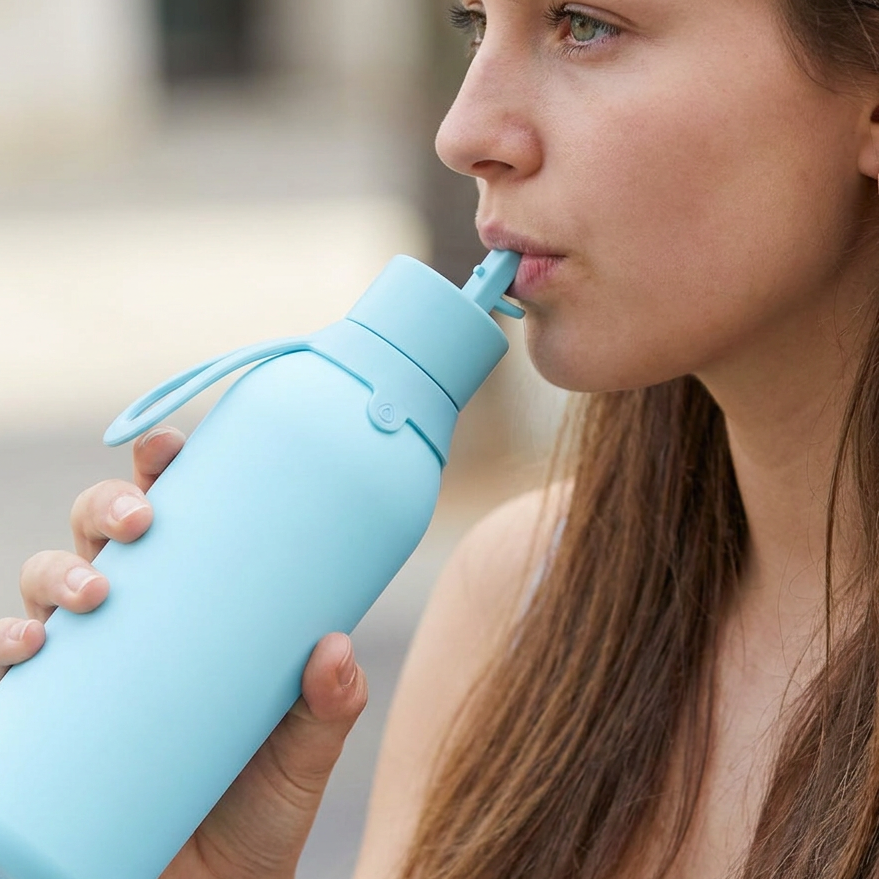 Botella Térmica de Acero Inoxidable con Interior Cerámico y Doble Tapón – Lisa | Aurea