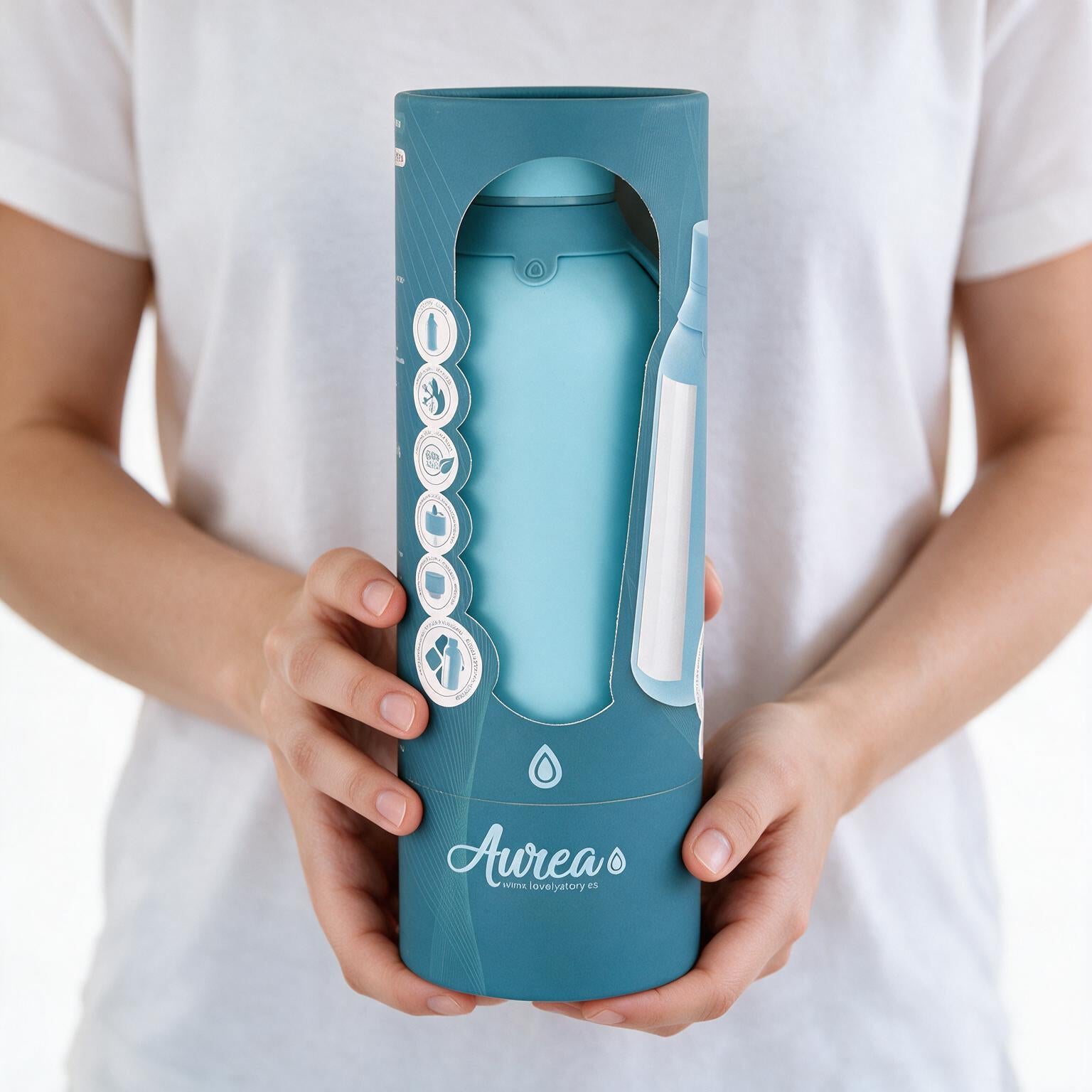 Botella Térmica de Acero Inoxidable con Interior Cerámico y Doble Tapón – Lisa | Aurea
