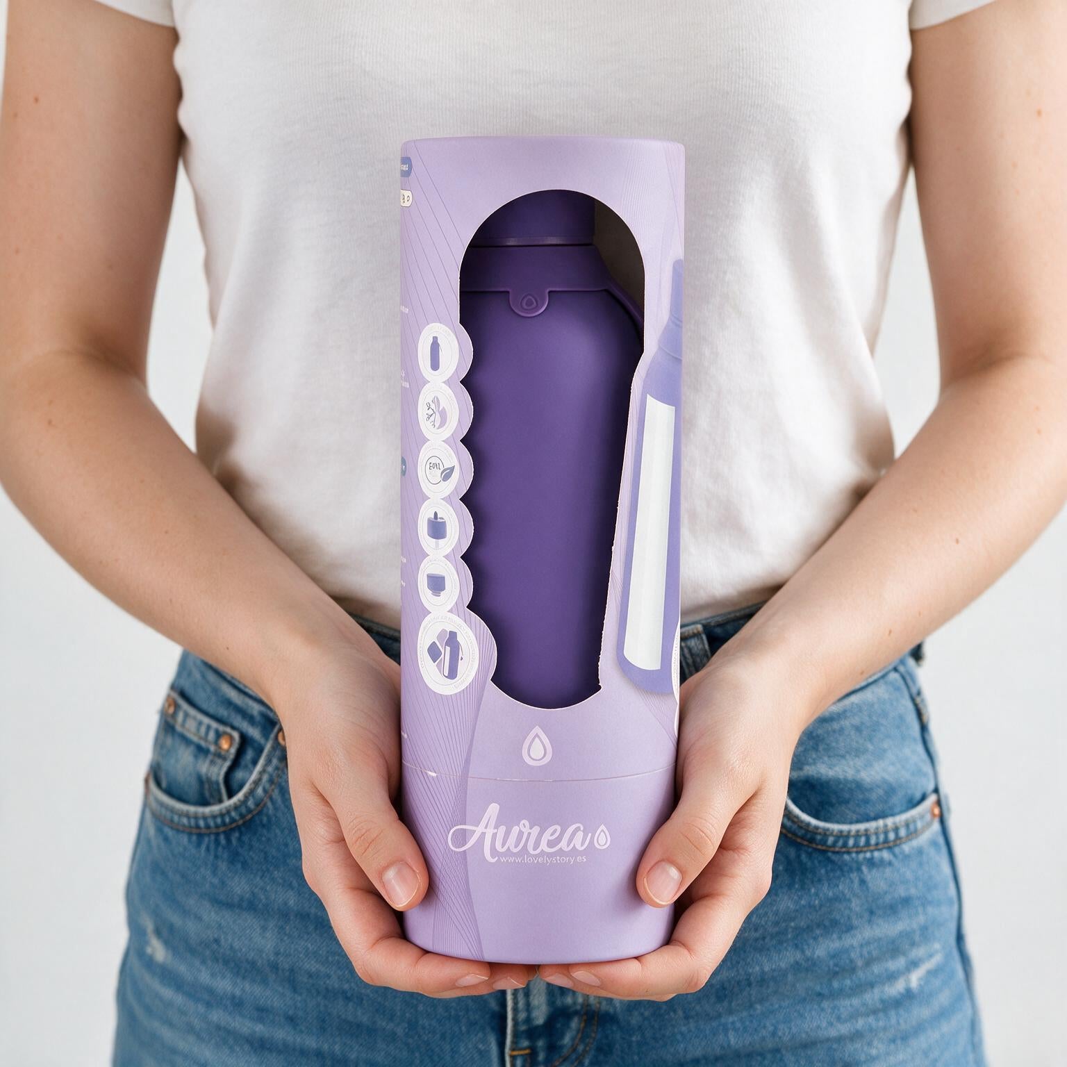 Botella Térmica de Acero Inoxidable con Interior Cerámico y Doble Tapón – Lisa | Aurea