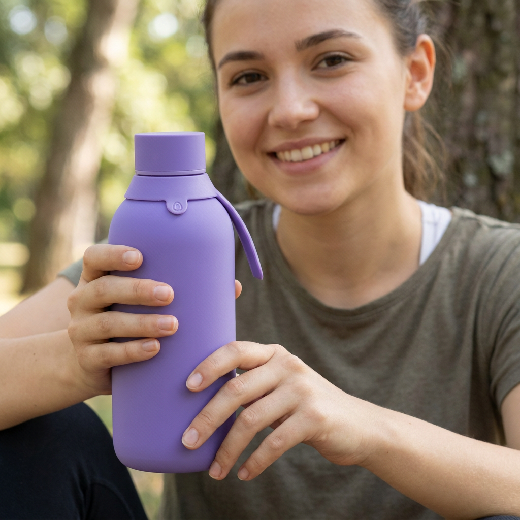 Botella Térmica de Acero Inoxidable con Interior Cerámico y Doble Tapón – Lisa | Aurea