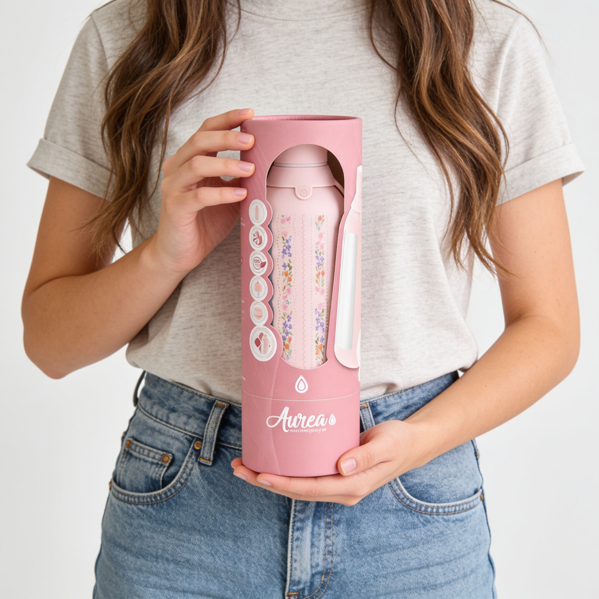 Botella Térmica de Acero Inoxidable con Interior Cerámico y Doble Tapón – Petal Lines | Aurea