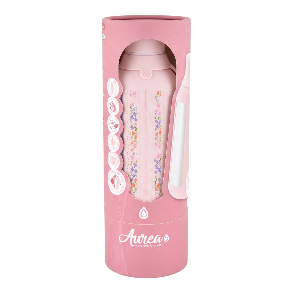 Botella Térmica de Acero Inoxidable con Interior Cerámico y Doble Tapón – Petal Lines | Aurea