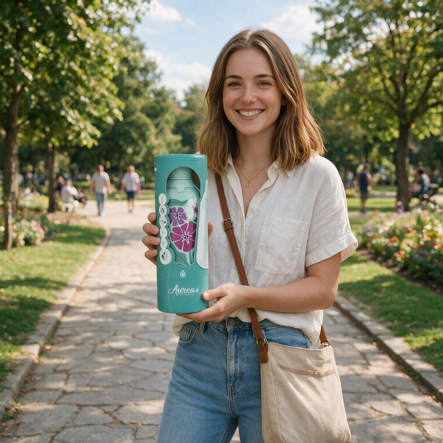 Botella Térmica de Acero Inoxidable con Interior Cerámico y Doble Tapón – Tropic Bloom | Aurea
