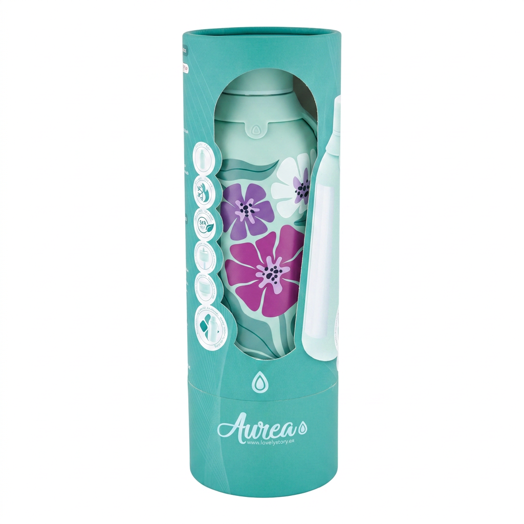 Botella Térmica de Acero Inoxidable con Interior Cerámico y Doble Tapón – Tropic Bloom | Aurea