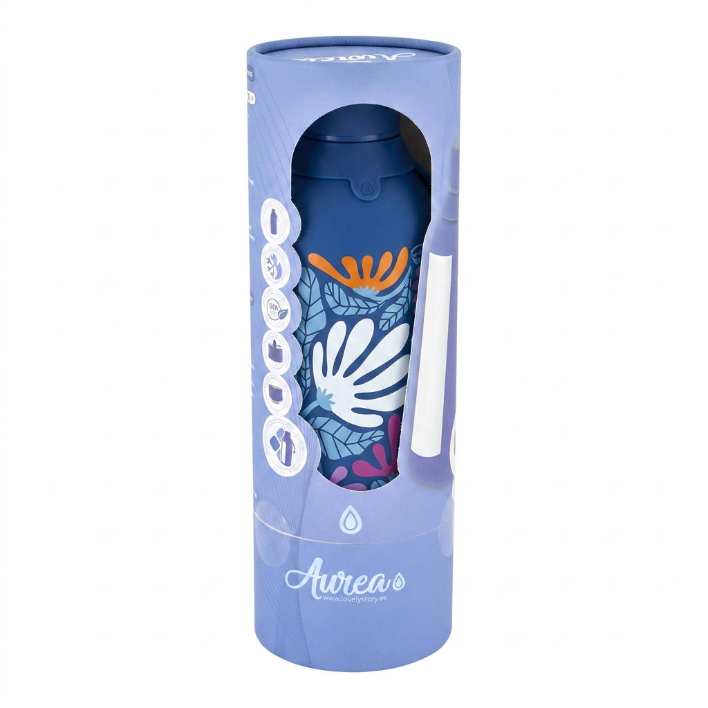 Botella Térmica de Acero Inoxidable con Interior Cerámico y Doble Tapón – Tropic Bloom | Aurea