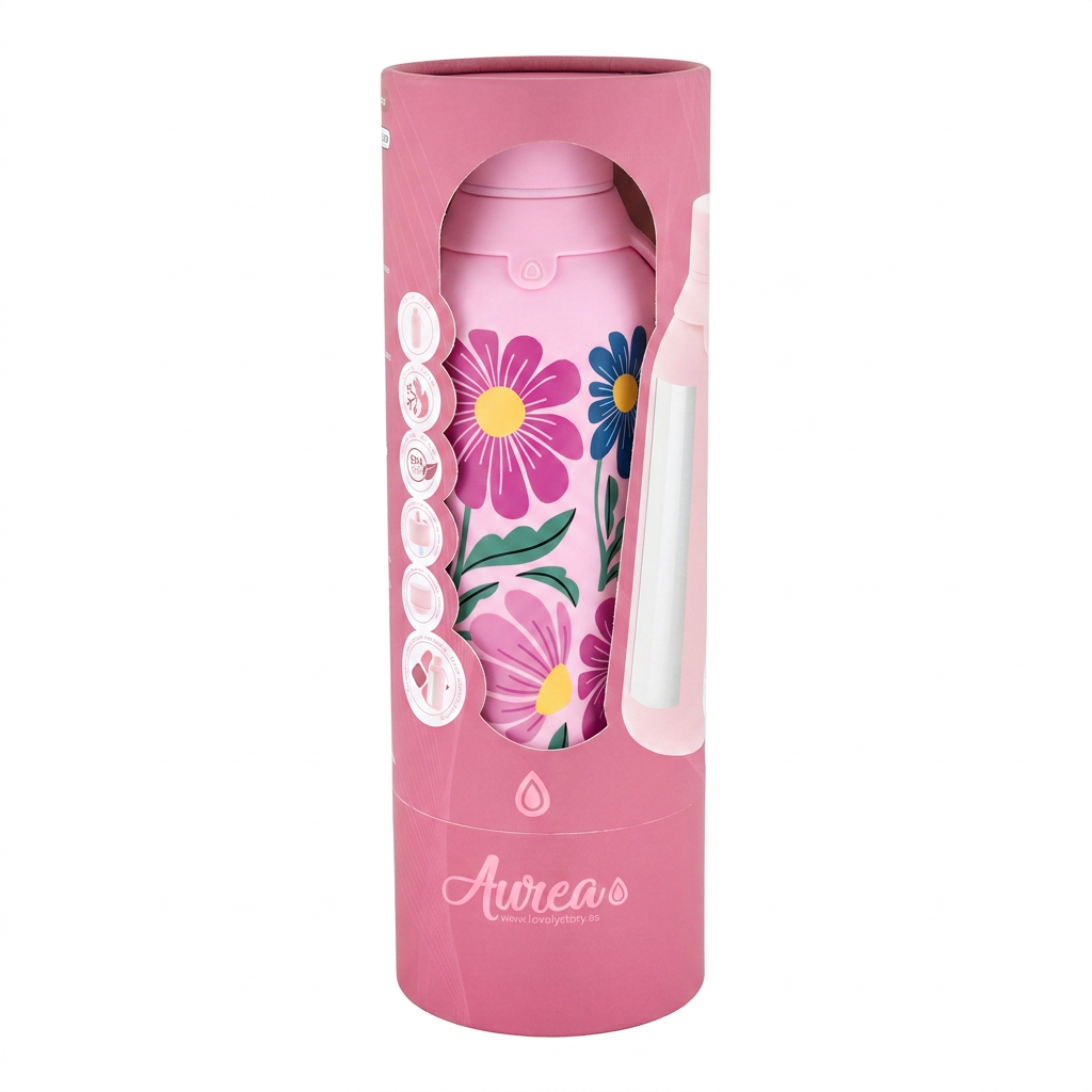 Botella Térmica de Acero Inoxidable con Interior Cerámico y Doble Tapón – Tropic Bloom | Aurea