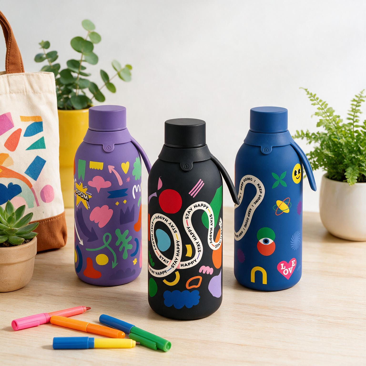 Botella Térmica de Acero Inoxidable con Interior Cerámico y Doble Tapón – Keep Moving | Aurea