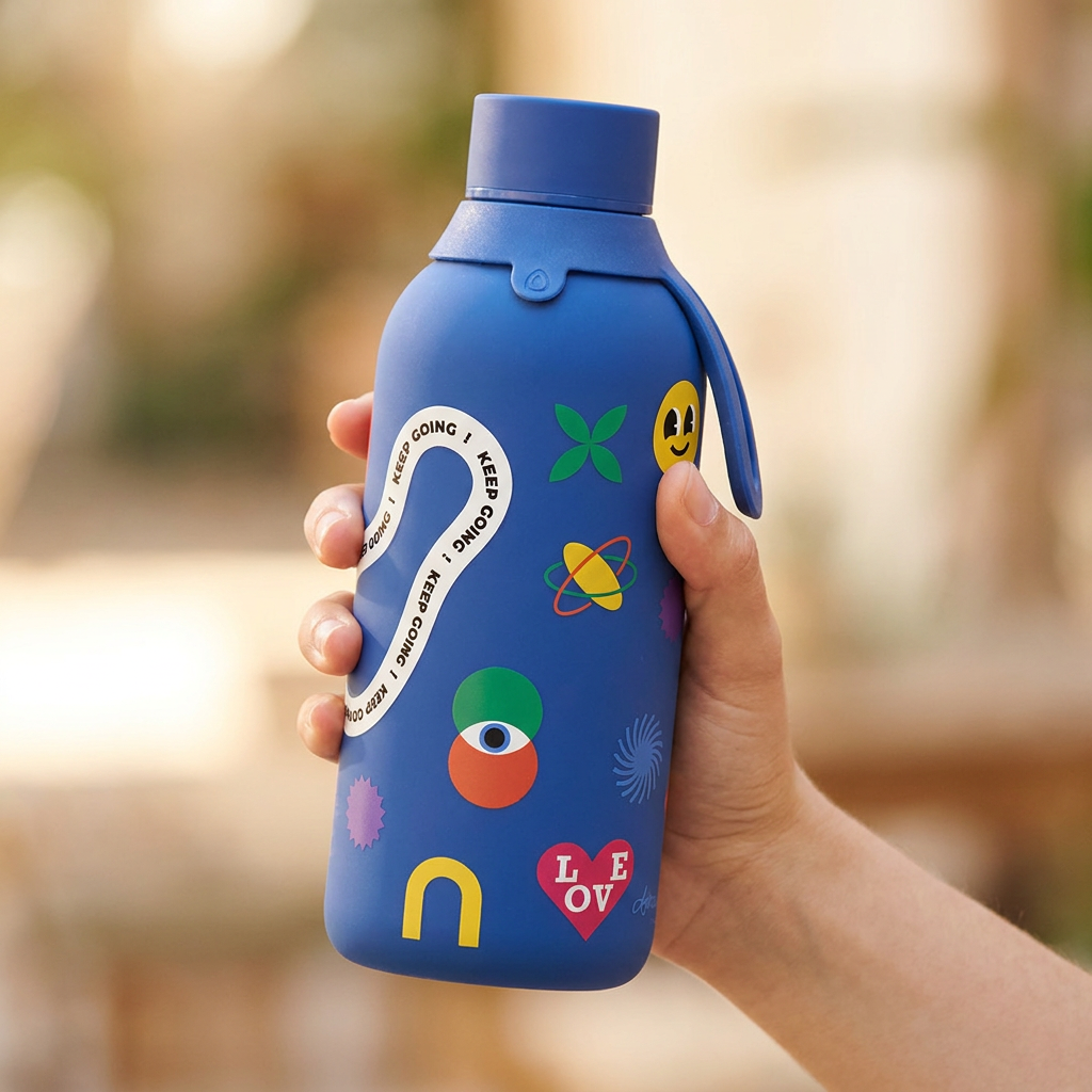 Botella Térmica de Acero Inoxidable con Interior Cerámico y Doble Tapón – Keep Moving | Aurea