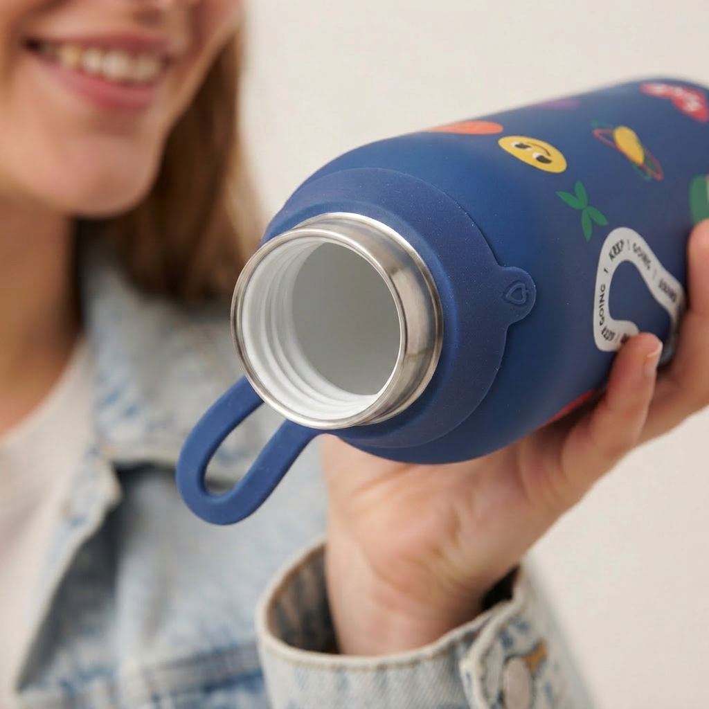 Botella Térmica de Acero Inoxidable con Interior Cerámico y Doble Tapón – Keep Moving | Aurea