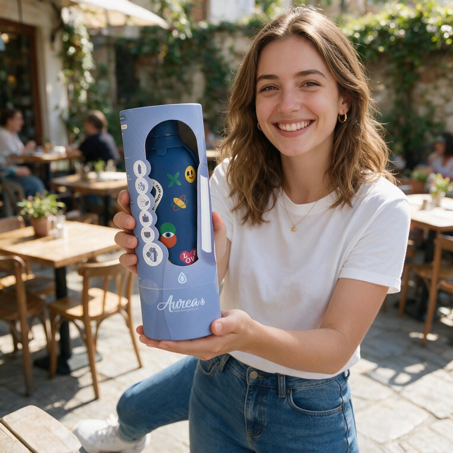 Botella Térmica de Acero Inoxidable con Interior Cerámico y Doble Tapón – Keep Moving | Aurea