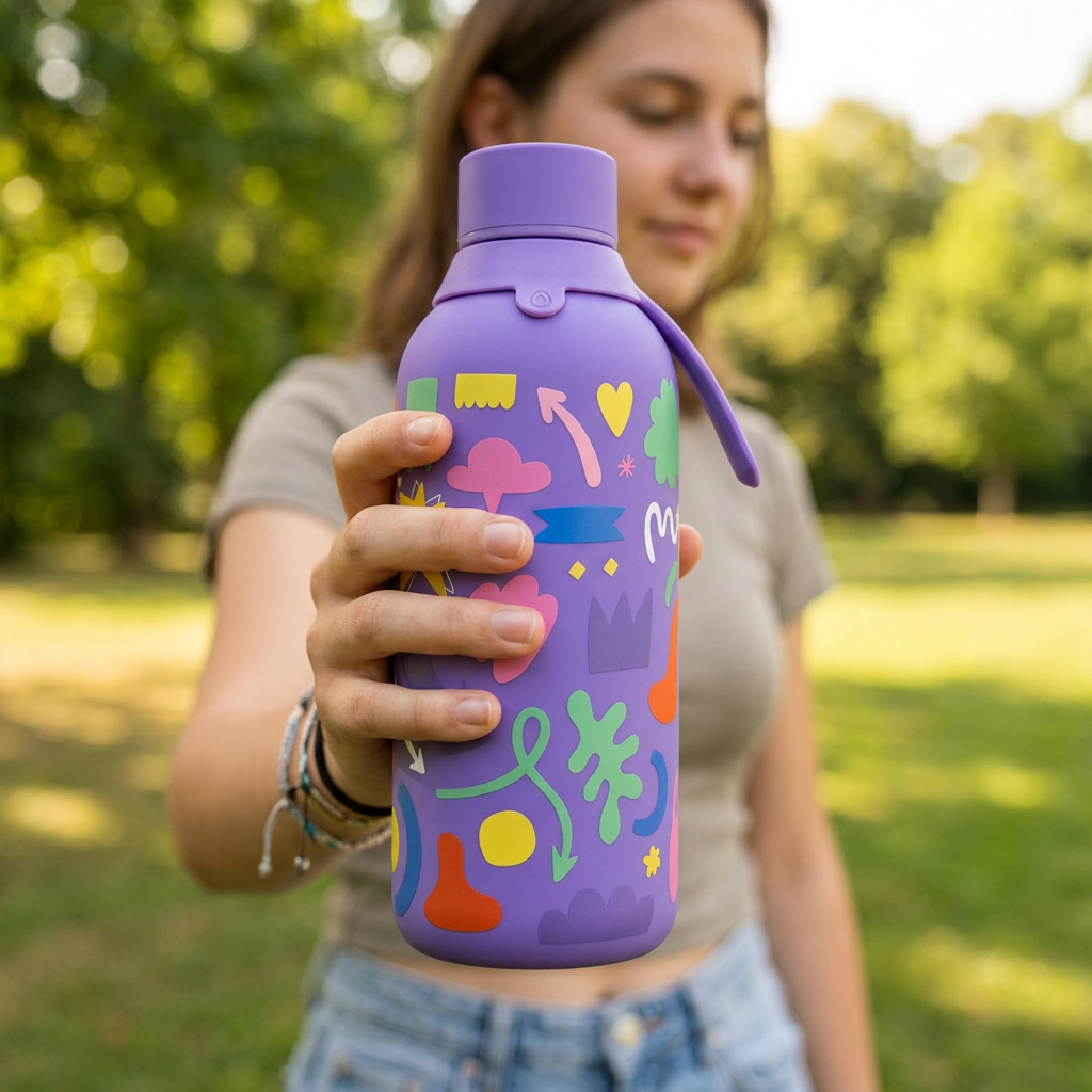 Botella Térmica de Acero Inoxidable con Interior Cerámico y Doble Tapón – Keep Moving | Aurea
