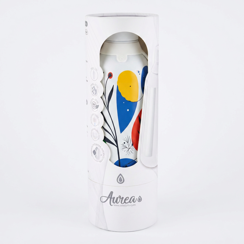 Botella Térmica de Acero Inoxidable con Interior Cerámico y Doble Tapón – Happy Garden | Aurea