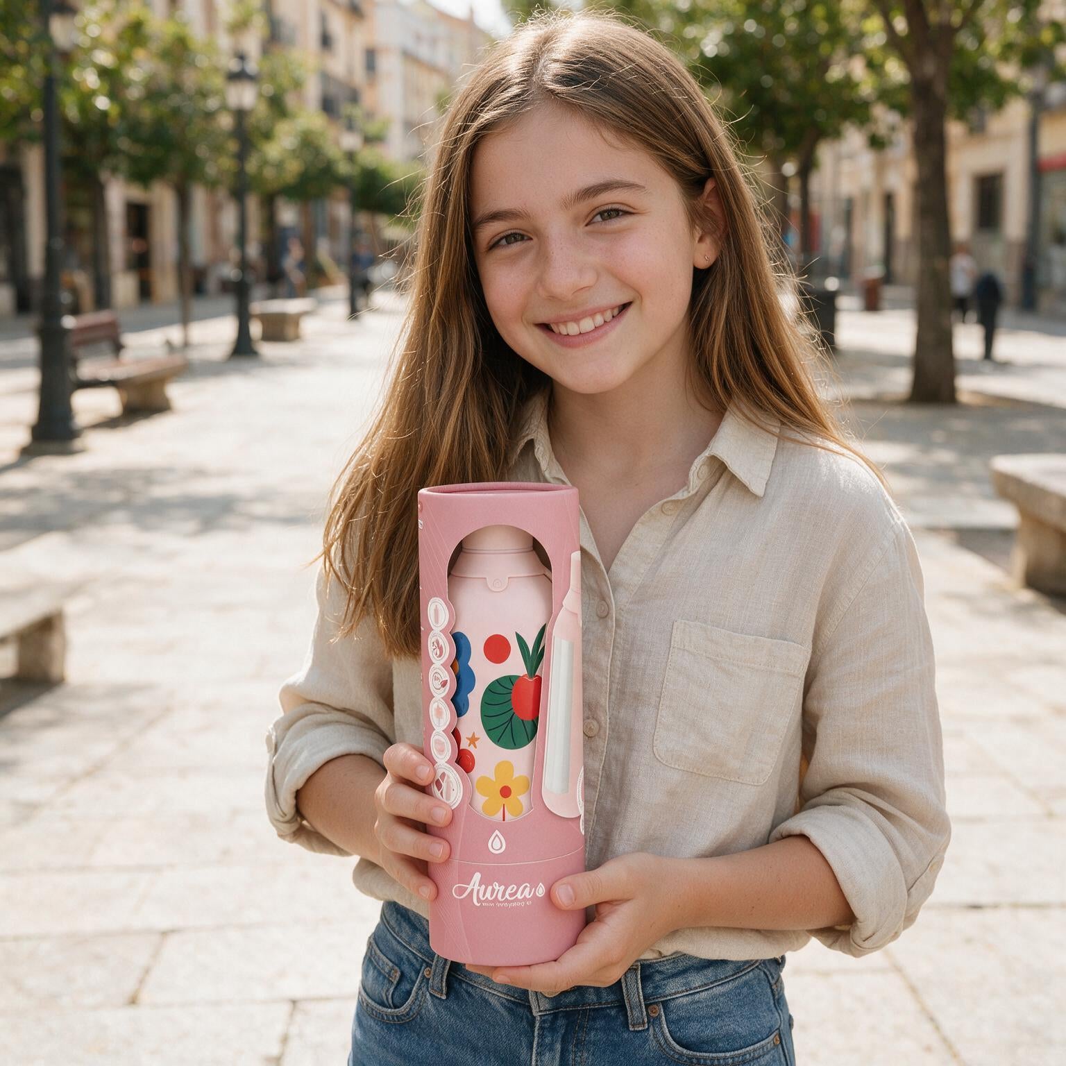 Botella Térmica de Acero Inoxidable con Interior Cerámico y Doble Tapón – Happy Garden | Aurea