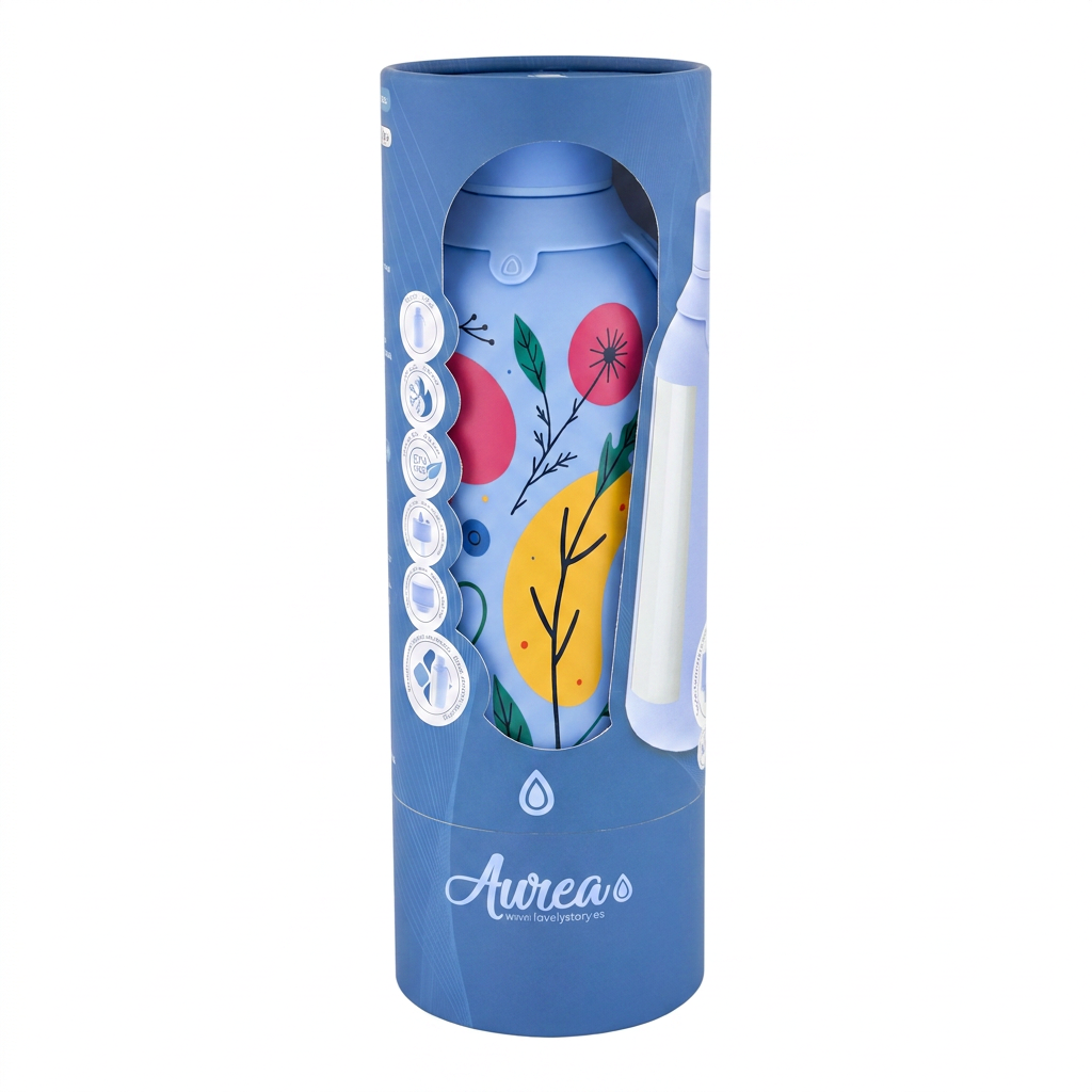 Botella Térmica de Acero Inoxidable con Interior Cerámico y Doble Tapón – Happy Garden | Aurea