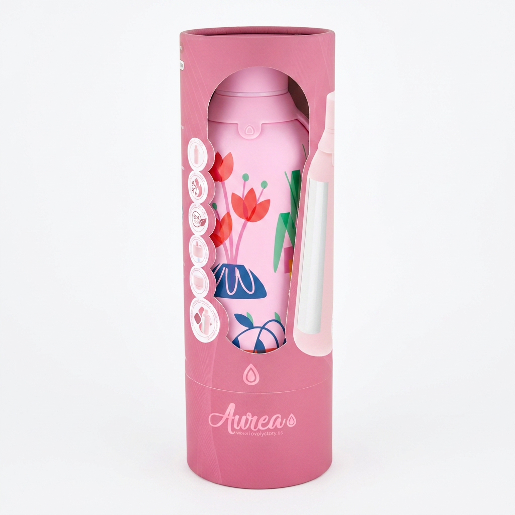 Botella Térmica de Acero Inoxidable con Interior Cerámico y Doble Tapón – Little Botanical | Aurea