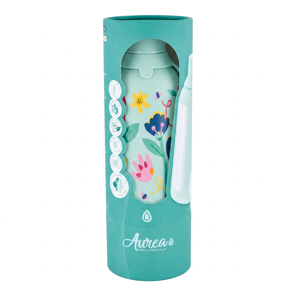 Botella Térmica de Acero Inoxidable con Interior Cerámico y Doble Tapón – Little Botanical | Aurea