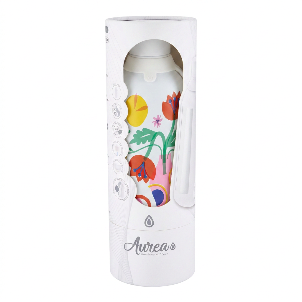 Botella Térmica de Acero Inoxidable con Interior Cerámico y Doble Tapón – Little Botanical | Aurea