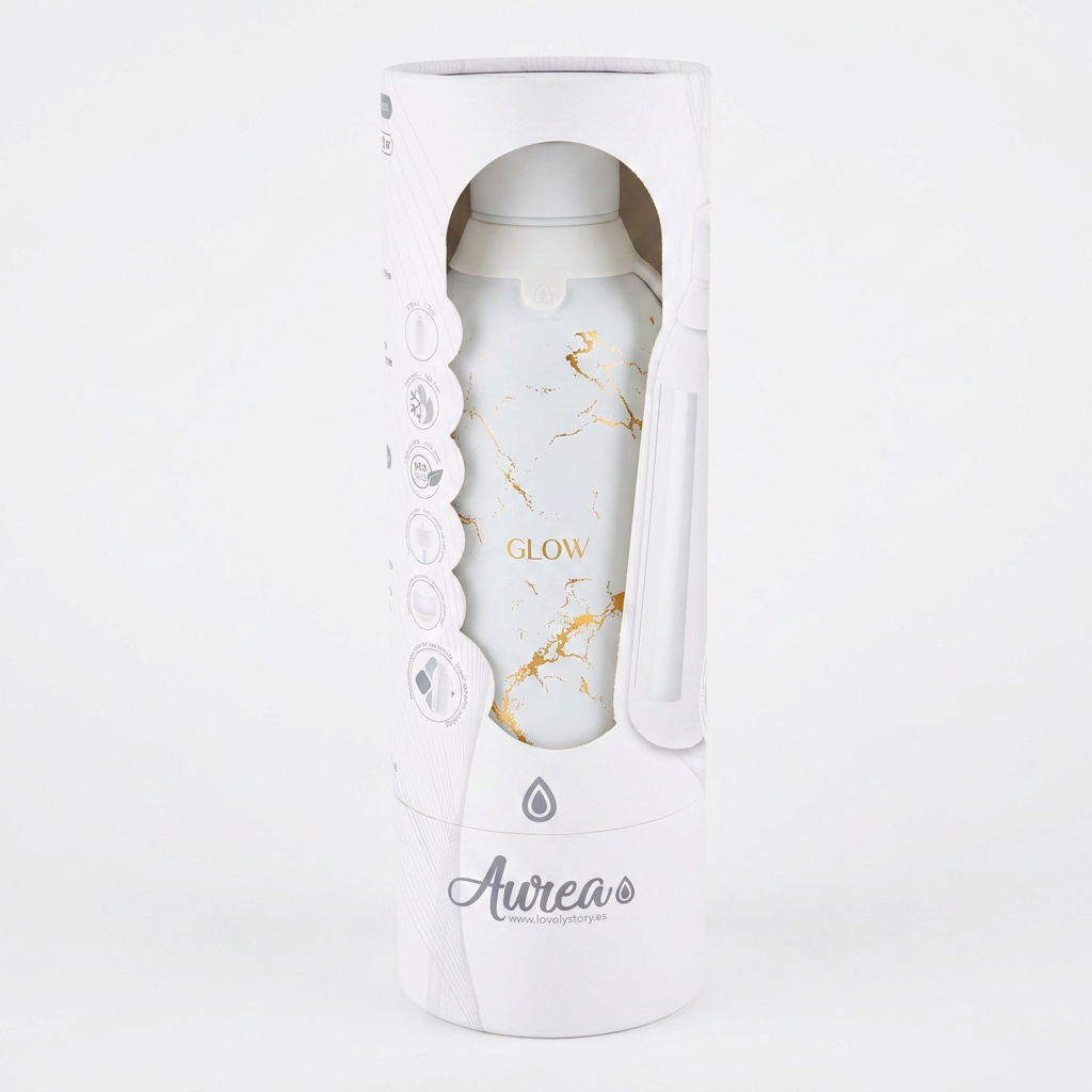 Botella Térmica de Acero Inoxidable con Interior Cerámico y Doble Tapón – Pure Gold | Aurea