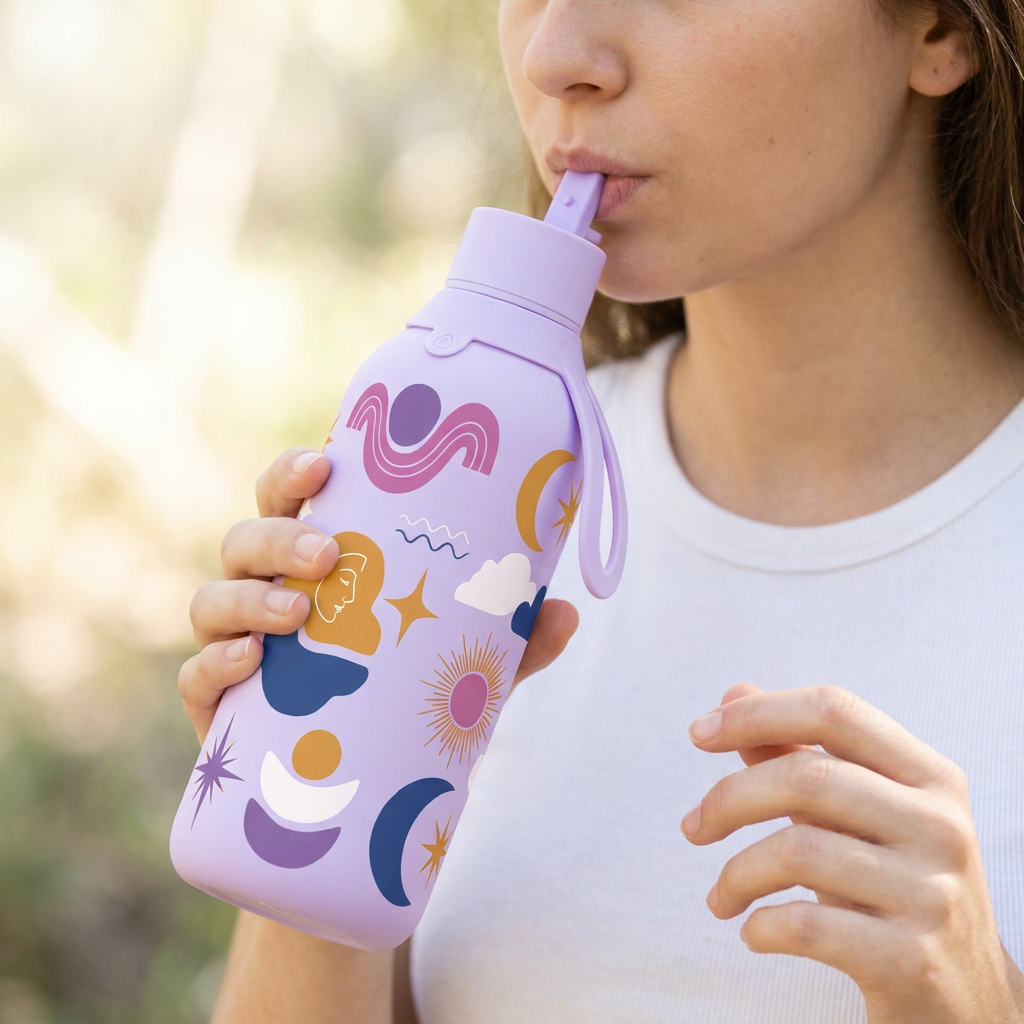 Botella Térmica de Acero Inoxidable con Interior Cerámico y Doble Tapón – Boho Soul | Aurea