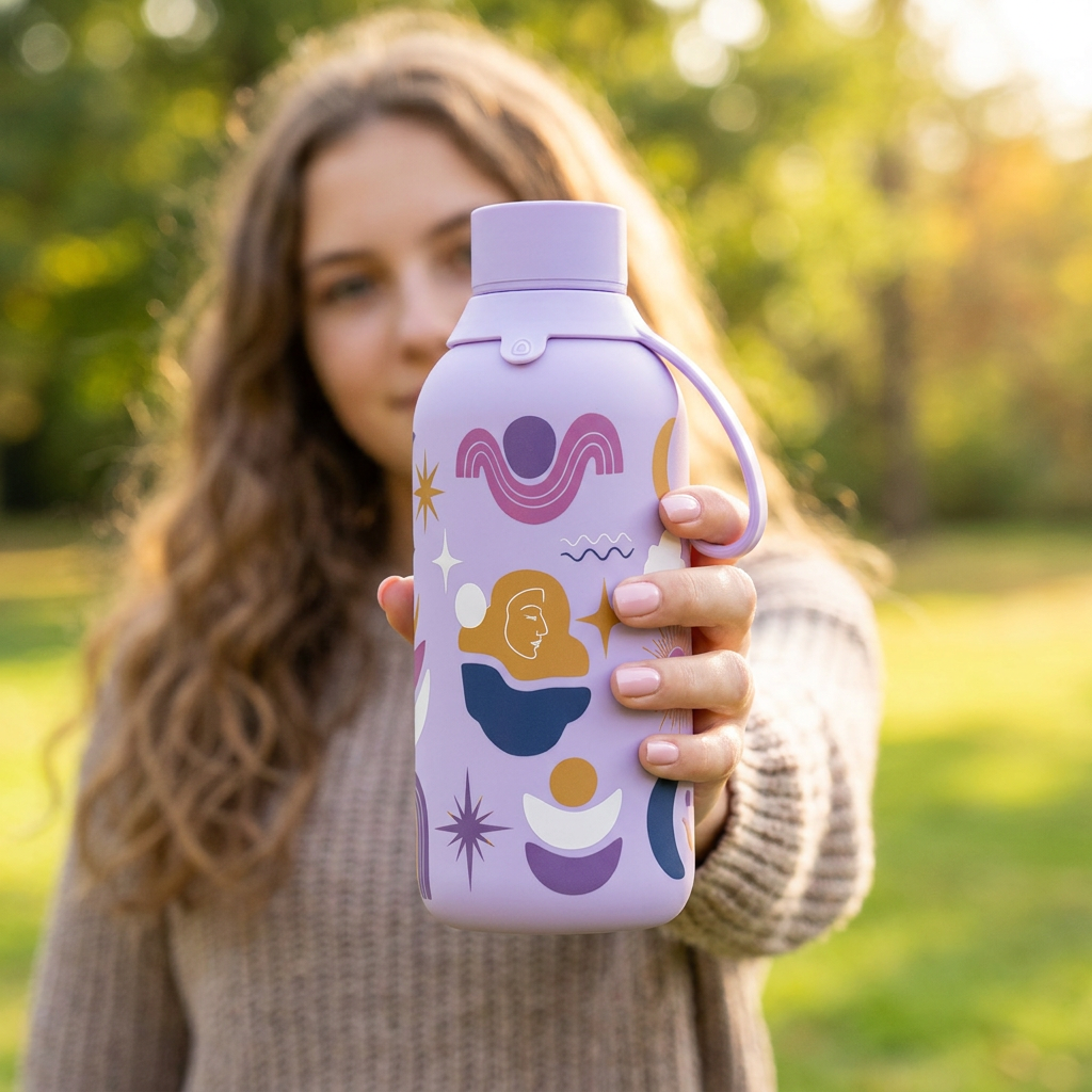 Botella Térmica de Acero Inoxidable con Interior Cerámico y Doble Tapón – Boho Soul | Aurea