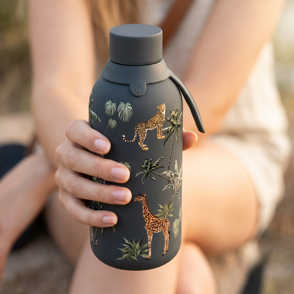 Botella Térmica de Acero Inoxidable con Interior Cerámico y Doble Tapón – Savanna Life | Aurea