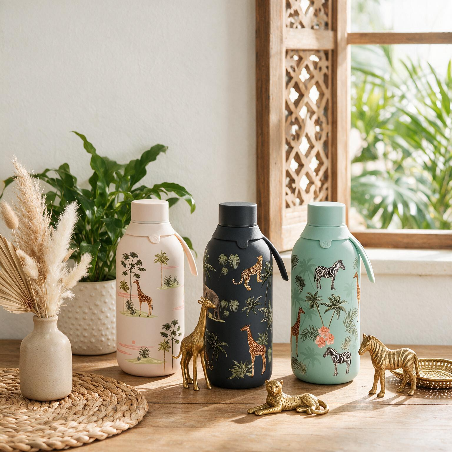 Botella Térmica de Acero Inoxidable con Interior Cerámico y Doble Tapón – Savanna Life | Aurea