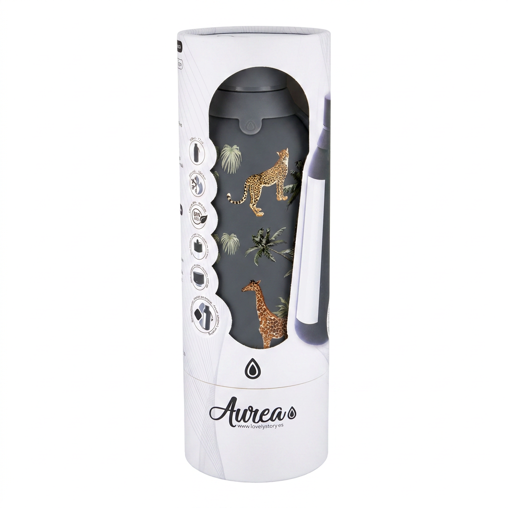 Botella Térmica de Acero Inoxidable con Interior Cerámico y Doble Tapón – Savanna Life | Aurea