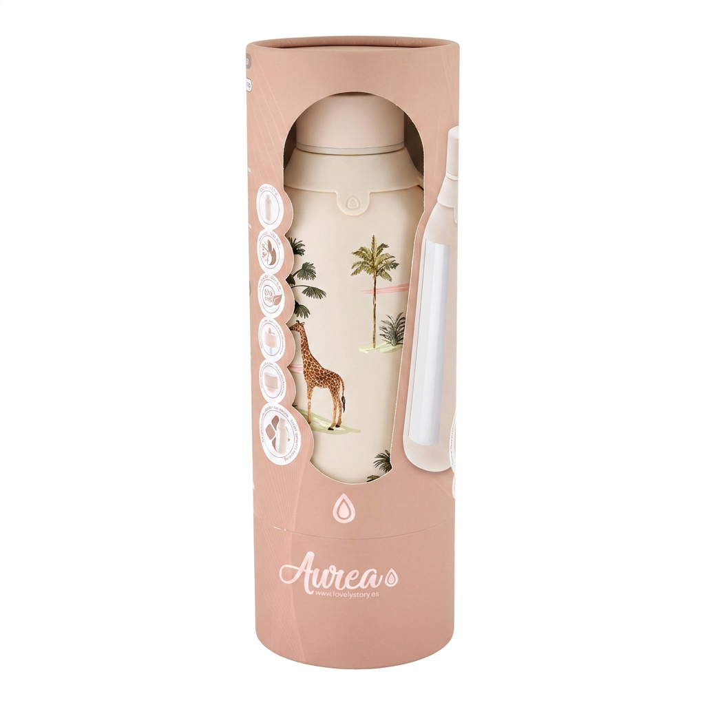 Botella Térmica de Acero Inoxidable con Interior Cerámico y Doble Tapón – Savanna Life | Aurea