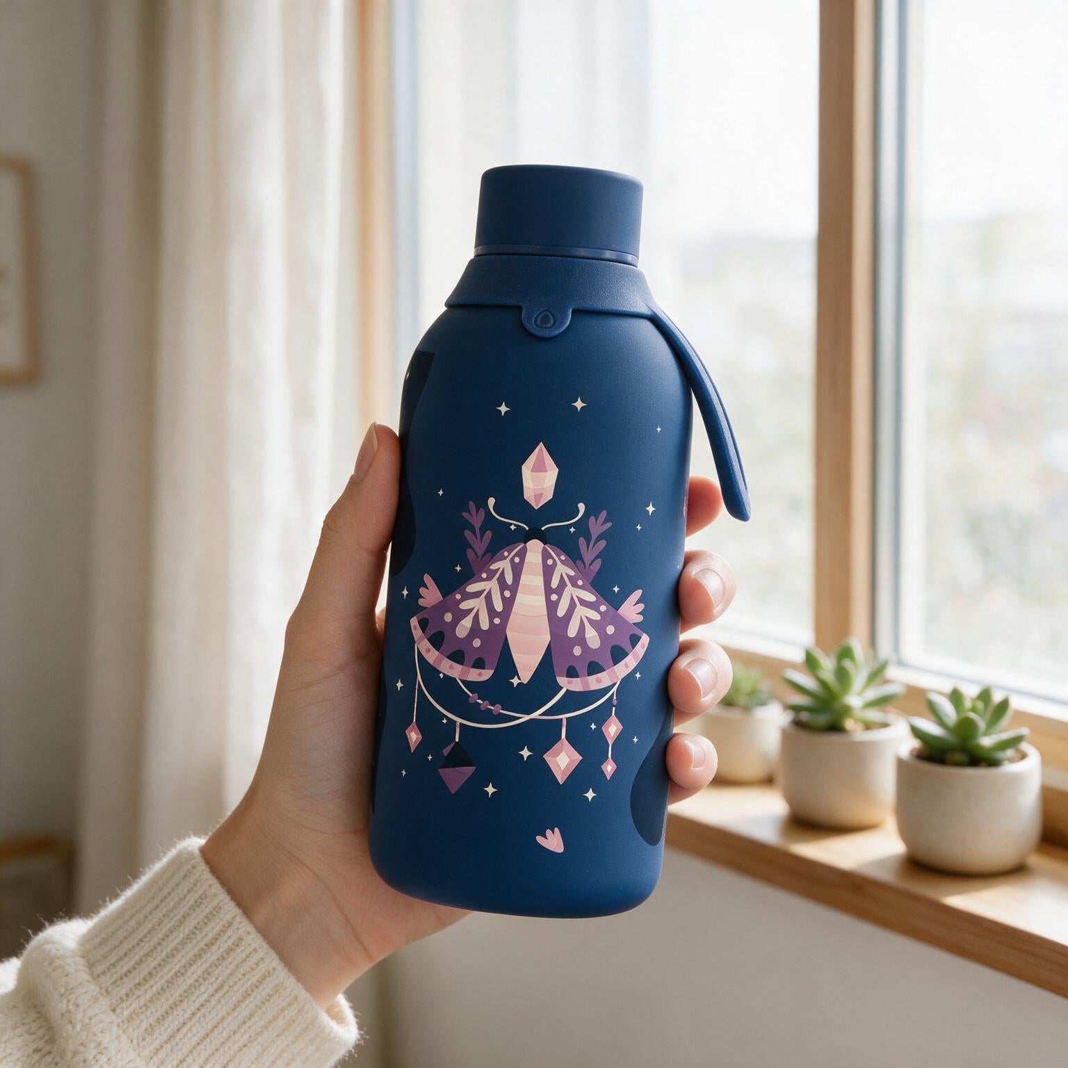 Botella Térmica de Acero Inoxidable con Interior Cerámico y Doble Tapón – Mystic Night | Aurea